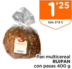 Pan multicereal RUIPAN con pasas 400 g