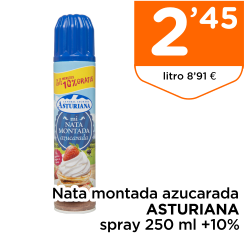 Nata montada azucarada ASTURIANA spray 250 ml +10%
