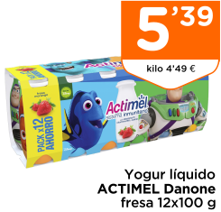 Yogur l?quido ACTIMEL Danone fresa 12x100 g
