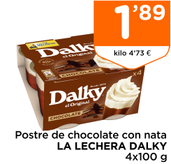 Postre de chocolate con nata LA LECHERA DALKY 4x100 g
