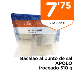 Bacalao al punto de sal APOLO troceado 510 g