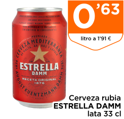 Cerveza rubia ESTRELLA DAMM lata 33 cl