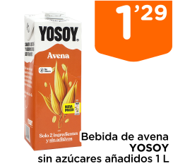 Bebida de avena YOSOY sin az?cares a?adidos 1 L