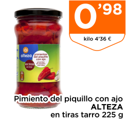 Pimiento del piquillo con ajo ALTEZA en tiras tarro 225 g