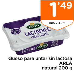 Queso para untar sin lactosa ARLA natural 200 g