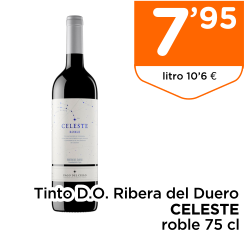 Tinto D.O. Ribera del Duero CELESTE roble 75 cl Tinto D.O. Ribera del Duero CELESTE roble 75 cl