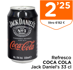 Refresco COCA COLA Jack Daniel's 33 cl Refresco COCA COLA Jack Daniel's 33 cl