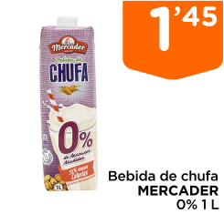 Bebida de chufa MERCADER 0% 1 L Bebida de chufa MERCADER 0% 1 L