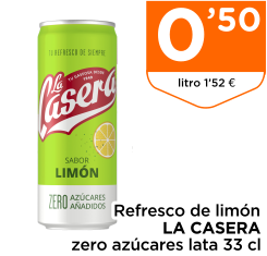 Refresco de lim?n LA CASERA zero az?cares lata 33 cl Refresco de lim?n LA CASERA zero az?cares lata 33 cl