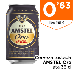Cerveza tostada AMSTEL Oro lata 33 cl Cerveza tostada AMSTEL Oro lata 33 cl
