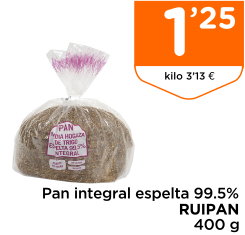 Pan integral espelta 99.5% RUIPAN 400 g Pan integral espelta 99.5% RUIPAN 400 g