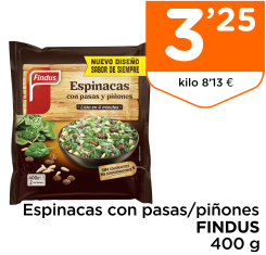 Espinacas con pasas/pi?ones FINDUS 400 g Espinacas con pasas/pi?ones FINDUS 400 g