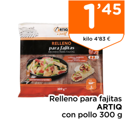Relleno para fajitas ARTIQ con pollo 300 g Relleno para fajitas ARTIQ con pollo 300 g