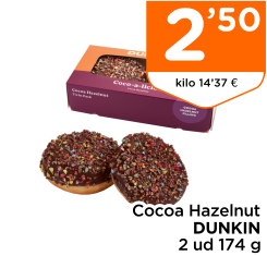 Cocoa Hazelnut DUNKIN 2 ud 174 g Cocoa Hazelnut DUNKIN 2 ud 174 g