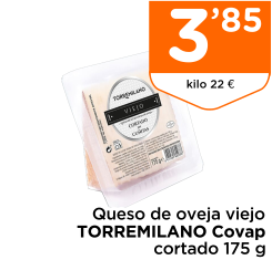 Queso de oveja viejo TORREMILANO Covap cortado 175 g Queso de oveja viejo TORREMILANO Covap cortado 175 g