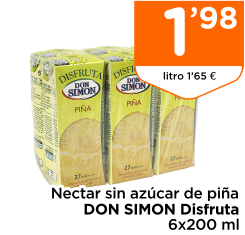 Nectar sin az?car de pi?a DON SIMON Disfruta 6x200 ml