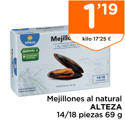 Mejillones al natural ALTEZA 14/18 piezas 69 g