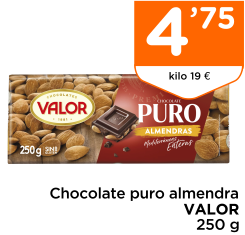 Chocolate puro almendra VALOR 250 g