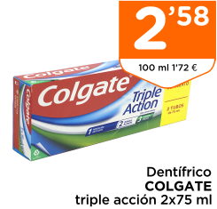 Dent?frico COLGATE triple acci?n 2x75 ml