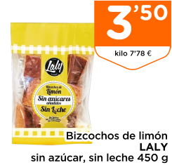 Bizcochos de lim?n LALY sin az?car, sin leche 450 g