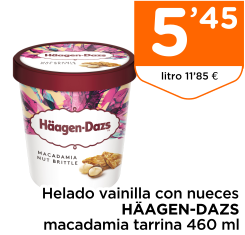 Helado vainilla con nueces H?AGEN-DAZS macadamia tarrina 460 ml