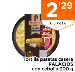 Tortilla patatas casera PALACIOS con cebolla 300 g
