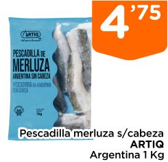 Pescadilla merluza s/cabeza ARTIQ Argentina 1 Kg