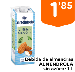Bebida de almendras ALMENDROLA sin az?car 1 L