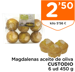 Magdalenas aceite de oliva CUSTODIO 6 ud 450 g