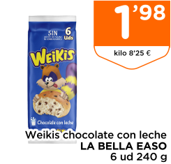 Weikis chocolate con leche LA BELLA EASO 6 ud 240 g