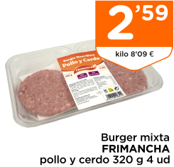 Burger mixta FRIMANCHA pollo y cerdo 320 g 4 ud