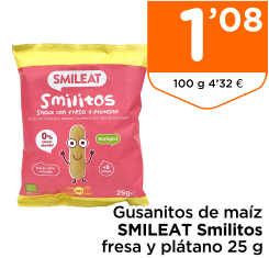 Gusanitos de ma?z SMILEAT Smilitos fresa y pl?tano 25 g