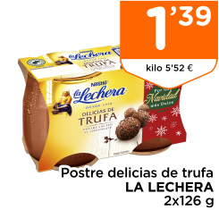 Postre delicias de trufa LA LECHERA 2x126 g