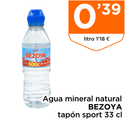 Agua mineral natural BEZOYA tap?n sport 33 cl