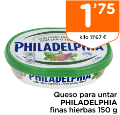 Queso para untar PHILADELPHIA finas hierbas 150 g
