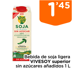 Bebida de soja ligera VIVESOY superior sin az?cares a?adidos 1 L