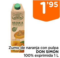 Zumo de naranja con pulpa DON SIMON 100% exprimida 1 L