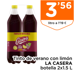 Tinto de verano con lim?n LA CASERA botella 2x1.5 L