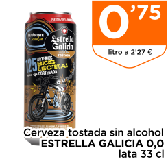 Cerveza tostada sin alcohol ESTRELLA GALICIA 0,0 lata 33 cl