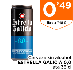Cerveza sin alcohol ESTRELLA GALICIA 0,0 lata 33 cl