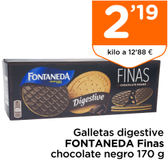 Galletas digestive FONTANEDA Finas chocolate negro 170 g