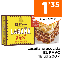 Lasa?a precocida EL PAVO 18 ud 200 g
