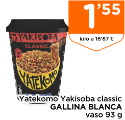 Yatekomo Yakisoba classic GALLINA BLANCA vaso 93 g
