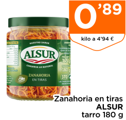 Zanahoria en tiras ALSUR tarro 180 g