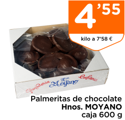 Palmeritas de chocolate Hnos. MOYANO caja 600 g