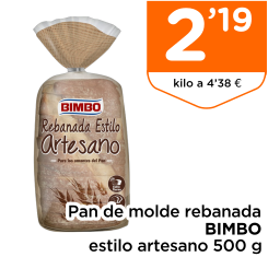 Pan de molde rebanada BIMBO estilo artesano 500 g