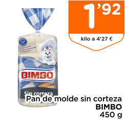 Pan de molde sin corteza BIMBO 450 g