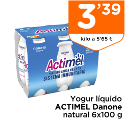 Yogur l?quido ACTIMEL Danone natural 6x100 g