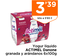 Yogur l?quido ACTIMEL Danone granada y ar?ndanos 6x100g