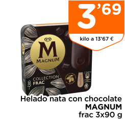 Helado nata con chocolate MAGNUM frac 3x90 g